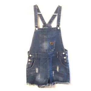 Denim short overalls